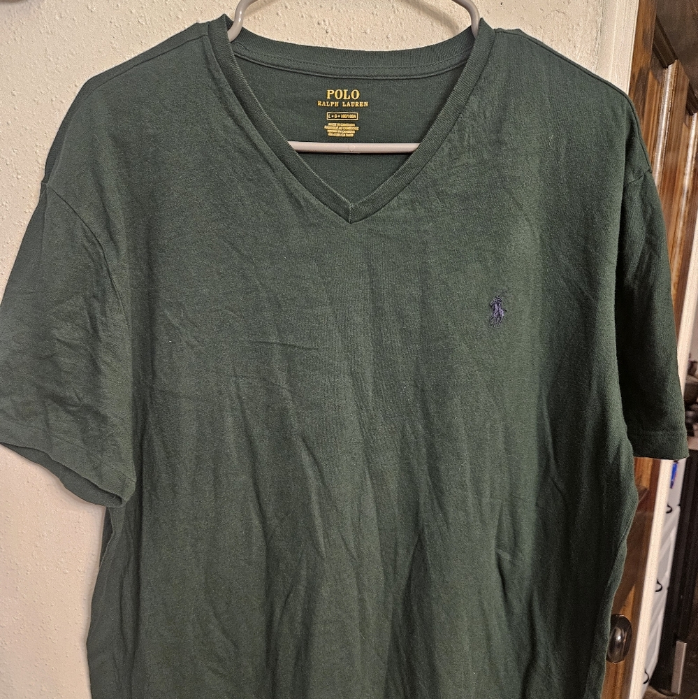 Polo by Ralph Lauren Green Short Sleeve V Neck Tee Size Large